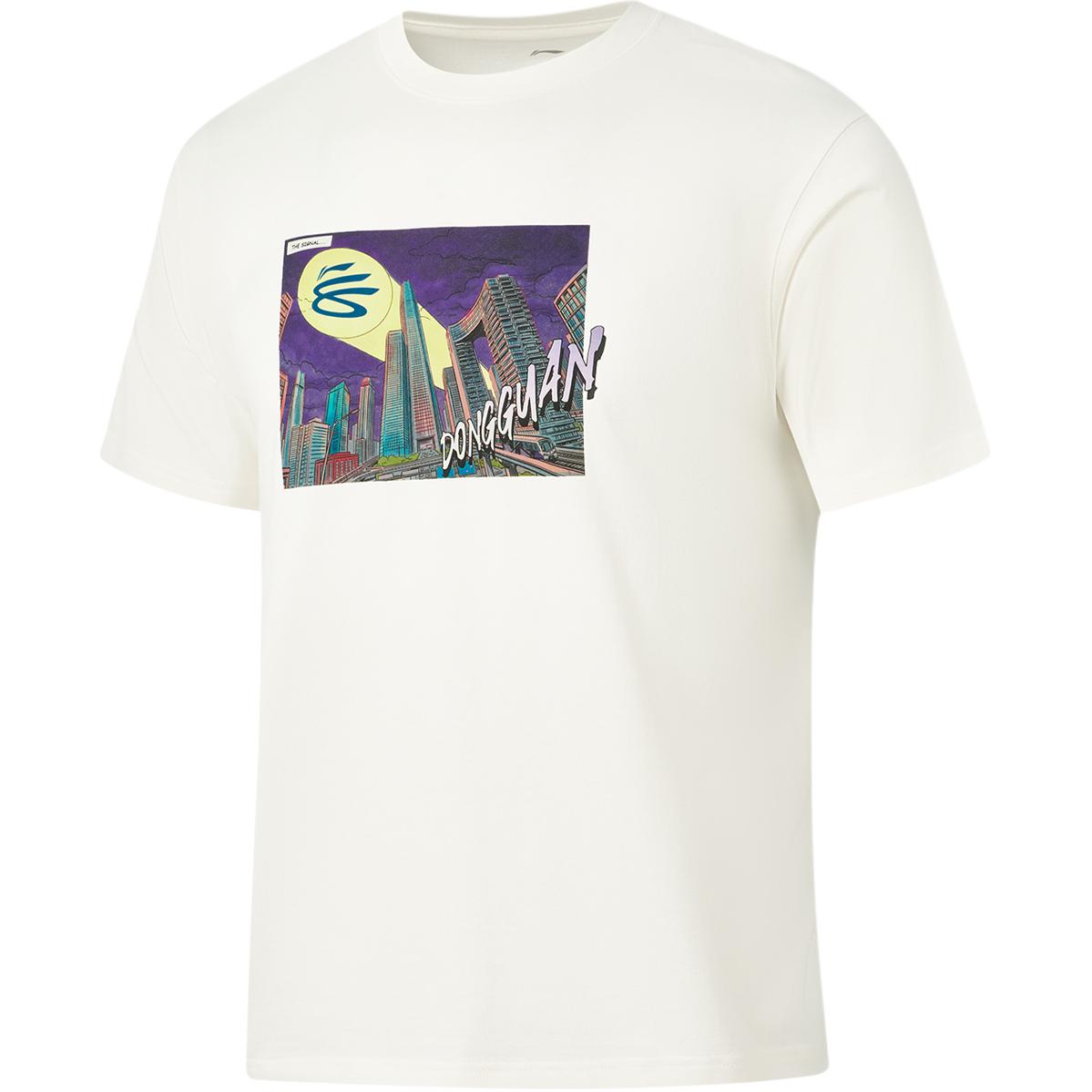 Li Ning Curry China Collection T Shirts Men's Ivory Dongguan Crew Neck Moderate