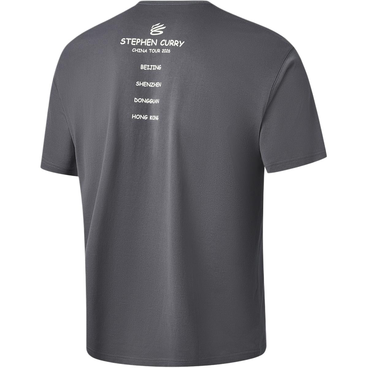 Li Ning Curry China Collection T Shirts Men's Meteorite Gray Dongguan Crew Neck Moderate