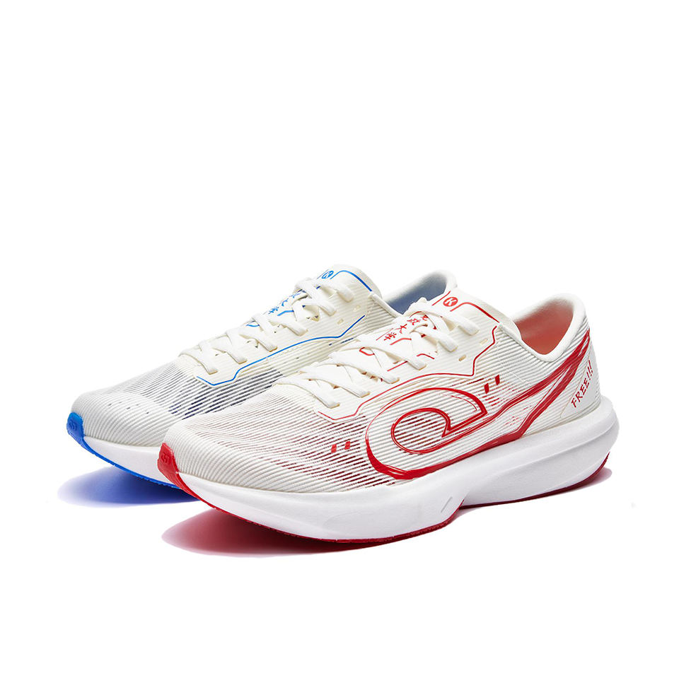 QIAODAN x QIANGFENGCHUIFU Qing Hong FREE Running Shoes - Red Blue Mismatched