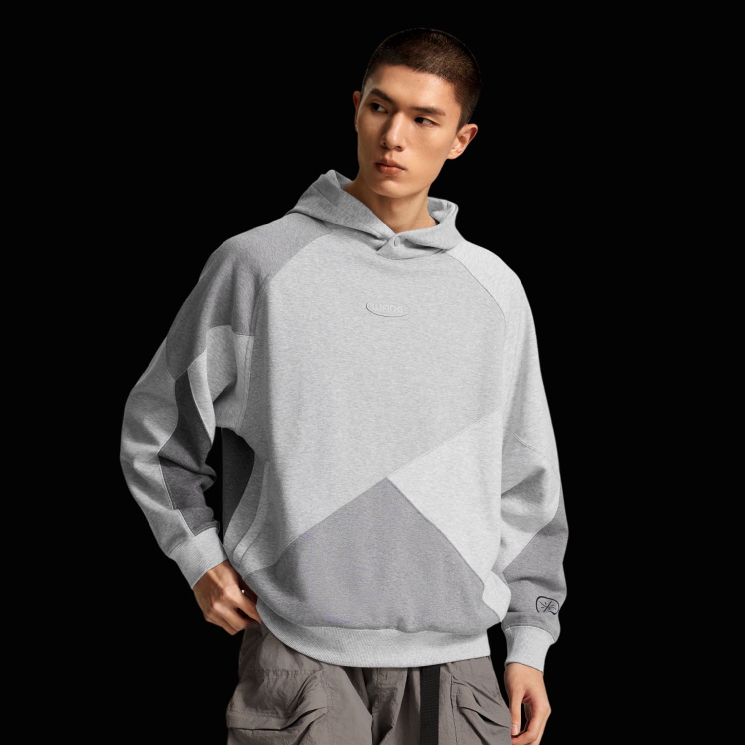 LINING Sweatshirts Men's Heather Gray Patchwork - Kicksown store