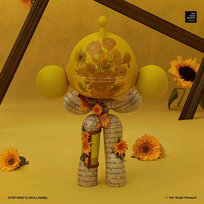 POP MART 400% Skullpanda Van Gogh Museum Sunflower Trendy Figures