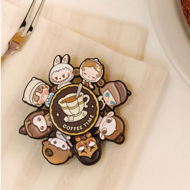 POP MART Bubbles Cute Bean Coffee Factory Collection Spin Badge