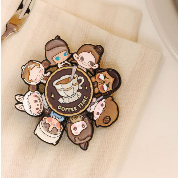 POP MART Bubbles Cute Bean Coffee Factory Collection Spin Badge