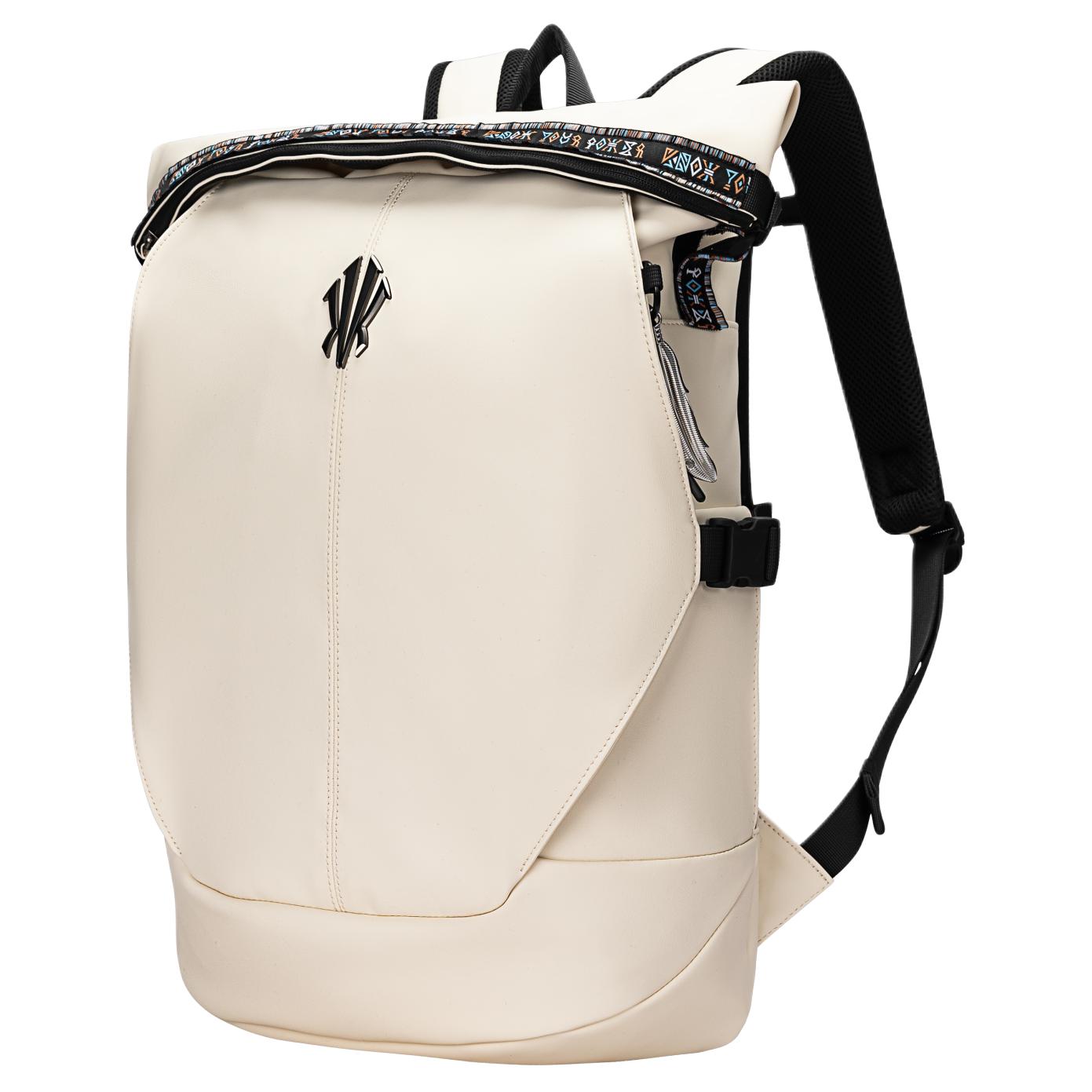 Anta Matte Finish Backpack Unisex Ivory White