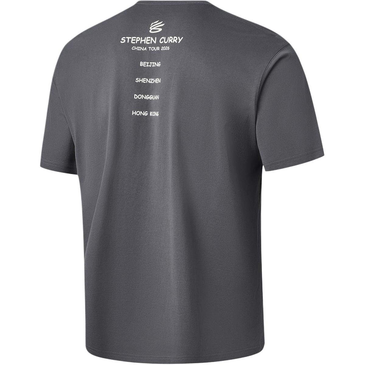 Li Ning Curry China Collection T Shirts Men's Meteorite Gray Beijing Crew Neck Moderate