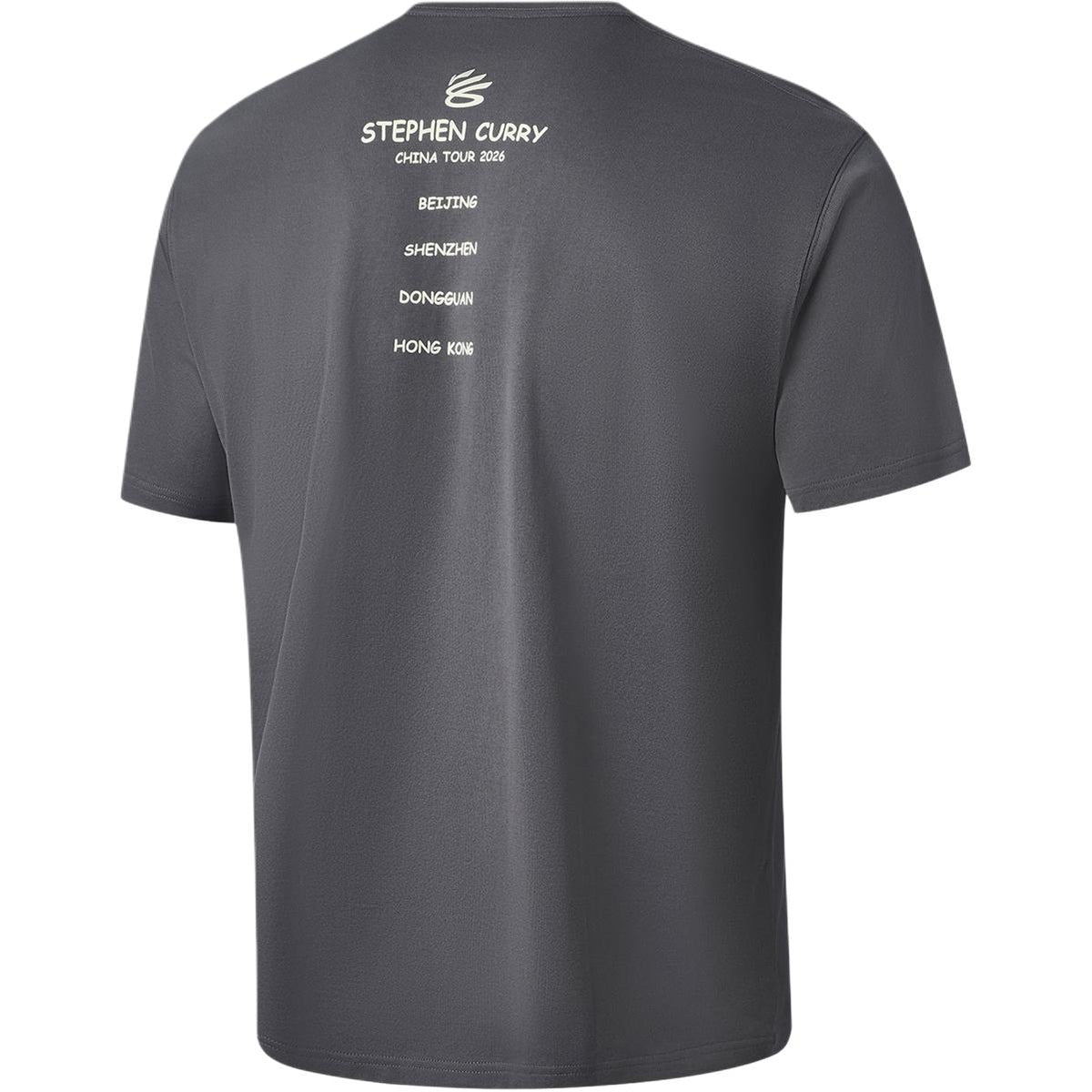 Li Ning Curry China Collection T Shirts Men's Meteorite Gray Hong Kong Crew Neck Moderate