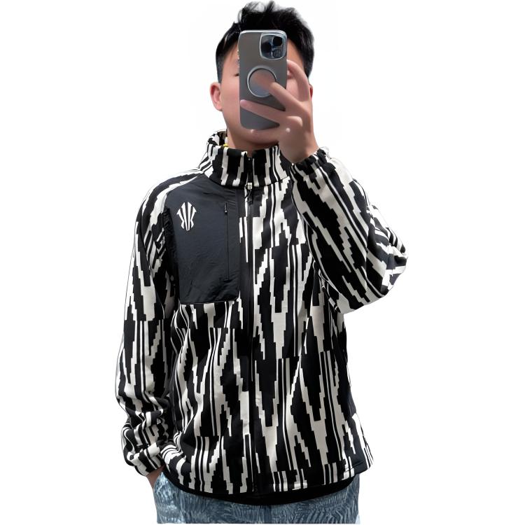 Anta KAI Velvet Sweatshirt Coat Unisex 'Basic Black' All Over Print